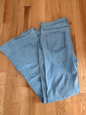 PAIGE Light Blue Flared Wide-Leg Jeans